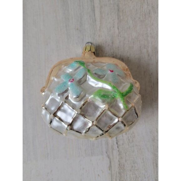 Vintage Radko AS IS floral her purse blown glass ornament Xmas - Picture 1 of 6